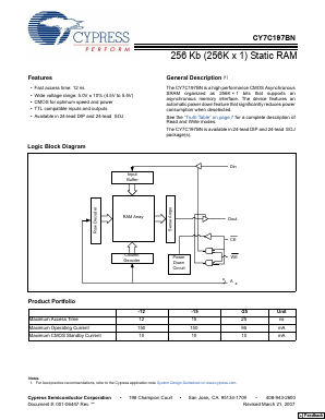 CY7C197BN-15VC Datasheet PDF Cypress Semiconductor