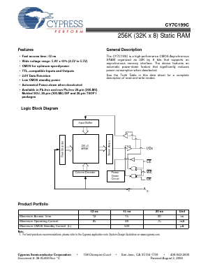 CY7C199C-15VC Datasheet PDF Cypress Semiconductor
