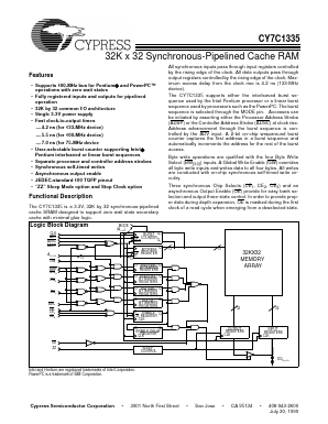 CY7C1335-75AC Datasheet PDF Cypress Semiconductor