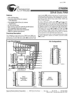 CY62256L-55ZC Datasheet PDF Cypress Semiconductor
