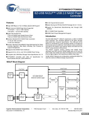 CY7C68024_11 Datasheet PDF Cypress Semiconductor