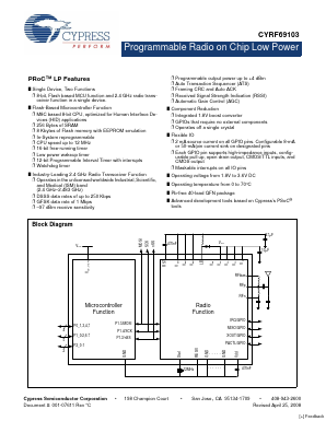 CYRF69103-40LFXC Datasheet PDF Cypress Semiconductor