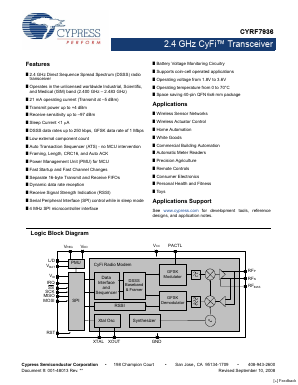 CYRF7936-40LFXC Datasheet PDF Cypress Semiconductor