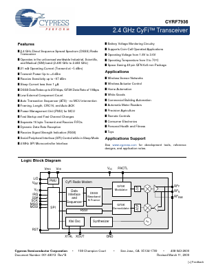 CYRF7936 Datasheet PDF Cypress Semiconductor