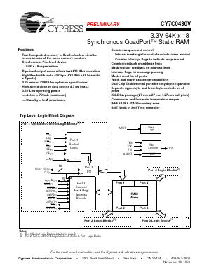 CY7C0430V Datasheet PDF Cypress Semiconductor