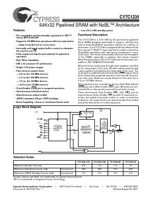 CY7C1334-80AC Datasheet PDF Cypress Semiconductor