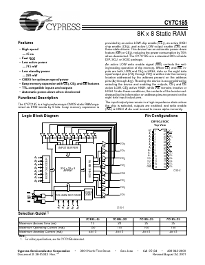 CY7C185-25 Datasheet PDF Cypress Semiconductor