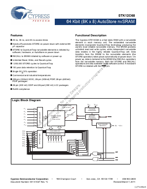 STK12C68-CF35I Datasheet PDF Cypress Semiconductor