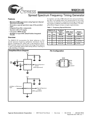 W42C31-03 Datasheet PDF Cypress Semiconductor