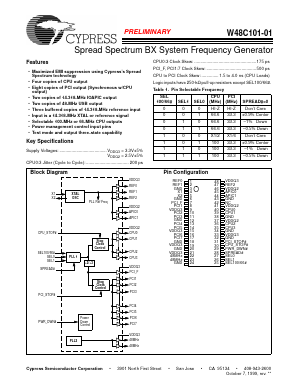 W48C101-01 Datasheet PDF Cypress Semiconductor