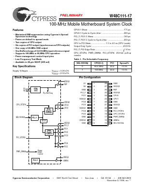 W48C111-17 Datasheet PDF Cypress Semiconductor
