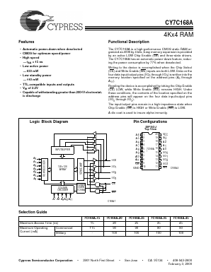 CY7C168A-20 Datasheet PDF Cypress Semiconductor