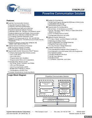 CY8CPLC20-28PVXI Datasheet PDF Cypress Semiconductor