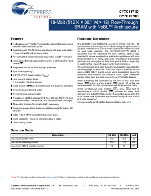 CY7C1371D-133BGC Datasheet PDF Cypress Semiconductor