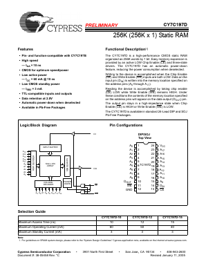 CY7C197D-15 Datasheet PDF Cypress Semiconductor