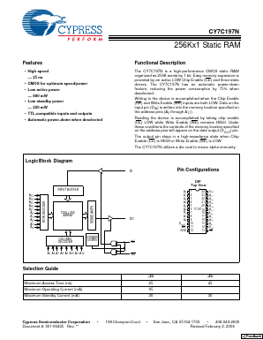 CY7C197N-45PXC Datasheet PDF Cypress Semiconductor