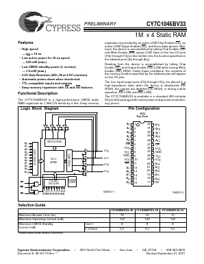 CY7C1046BV33 Datasheet PDF Cypress Semiconductor
