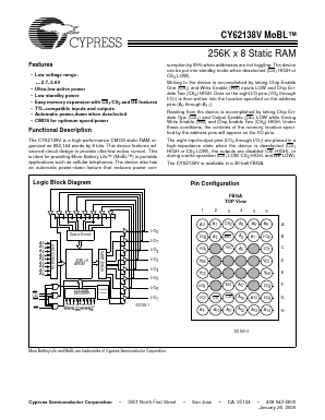 CY62138V Datasheet PDF Cypress Semiconductor