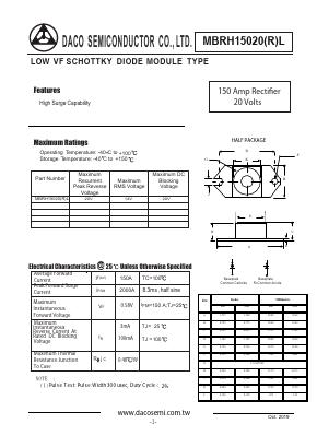 MBRH15020L Datasheet PDF DACO SEMICONDUCTOR CO.,LTD.