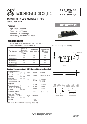 MBRT30030 Datasheet PDF DACO SEMICONDUCTOR CO.,LTD.
