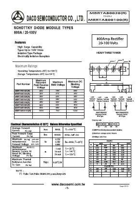 MBRTA800100 Datasheet PDF DACO SEMICONDUCTOR CO.,LTD.