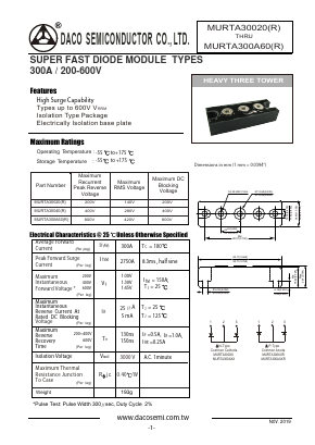 MURTA300A60R Datasheet PDF DACO SEMICONDUCTOR CO.,LTD.