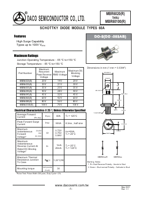MBR6060R Datasheet PDF DACO SEMICONDUCTOR CO.,LTD.
