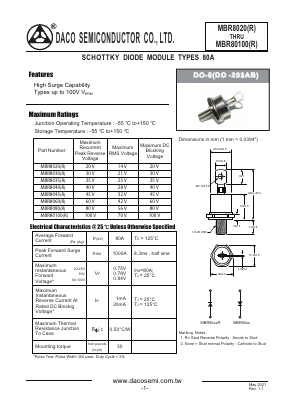 MBR8020R Datasheet PDF DACO SEMICONDUCTOR CO.,LTD.