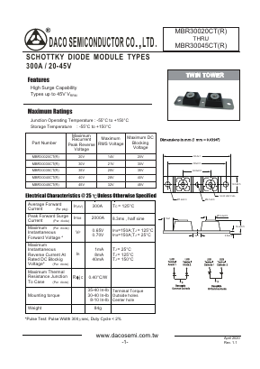 MBR30030CT Datasheet PDF DACO SEMICONDUCTOR CO.,LTD.