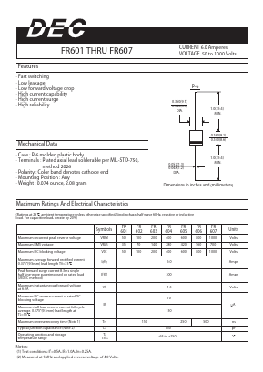 FR607 Datasheet PDF Daesan Electronics Corp.
