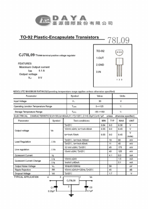 78L09 Datasheet PDF Daya Electric Group Co., Ltd.