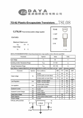 78L08 Datasheet PDF Daya Electric Group Co., Ltd.