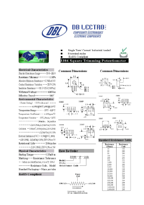 3386C Datasheet PDF DB Lectro Inc