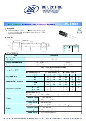 HL1V101LR Datasheet PDF DB Lectro Inc