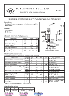 BC307A Datasheet PDF DC COMPONENTS