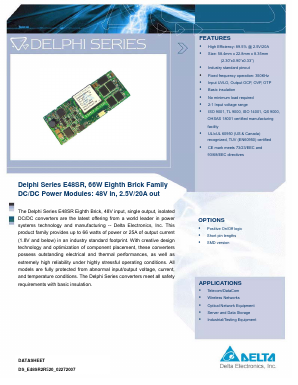 E48SR2R520NRFA Datasheet PDF Delta Electronics, Inc.