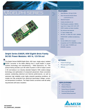 E48SR12005PRFA Datasheet PDF Delta Electronics, Inc.