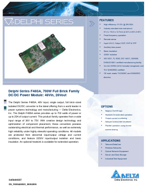 F48SA28025NRFB Datasheet PDF Delta Electronics, Inc.