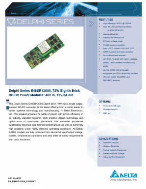 E48SR12006PMFH Datasheet PDF Delta Electronics, Inc.