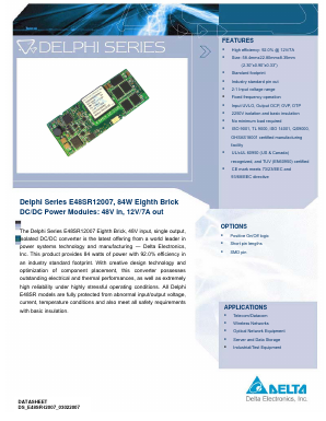 E48SR12007NRFH Datasheet PDF Delta Electronics, Inc.