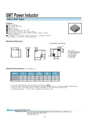 HAL1345 Datasheet PDF Delta Electronics, Inc.