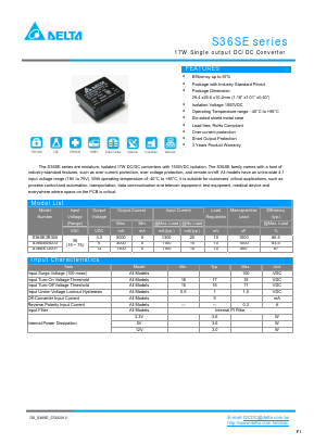 S36SE12003PRG Datasheet PDF Delta Electronics, Inc.