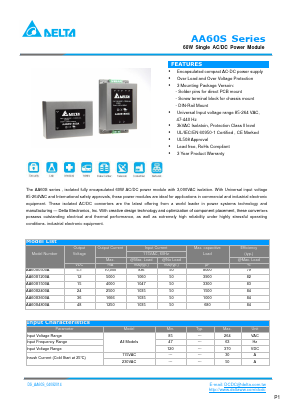 AA60D1200D Datasheet PDF Delta Electronics, Inc.