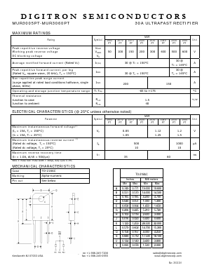 MUR3020PT Datasheet PDF Digitron Semiconductors