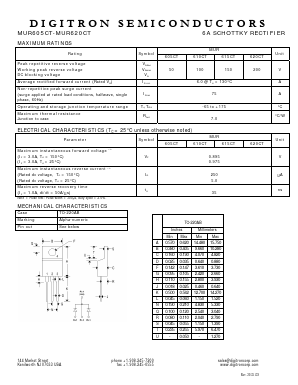 MUR605CT Datasheet PDF Digitron Semiconductors