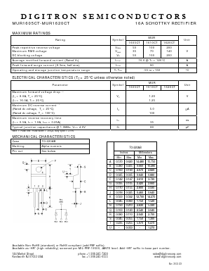 MUR1610CT Datasheet PDF Digitron Semiconductors