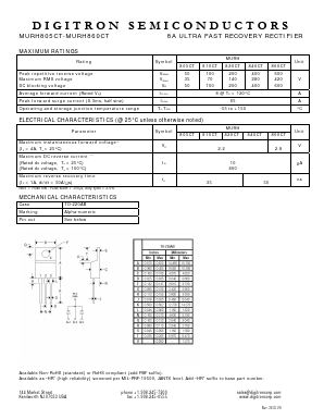 MURH805CT Datasheet PDF Digitron Semiconductors