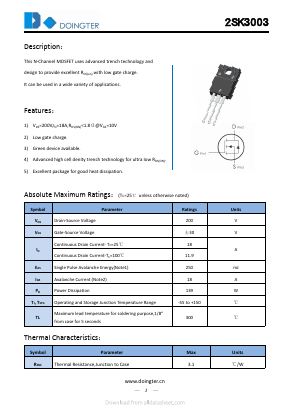 K3003 Datasheet PDF SHENZHEN DOINGTER SEMICONDUCTOR CO., LTD.