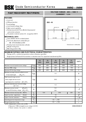 1N4947 Datasheet PDF Diode Semiconductor Korea