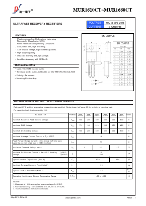 MUR1610CT Datasheet PDF DIYI Electronic Technology Co., Ltd.